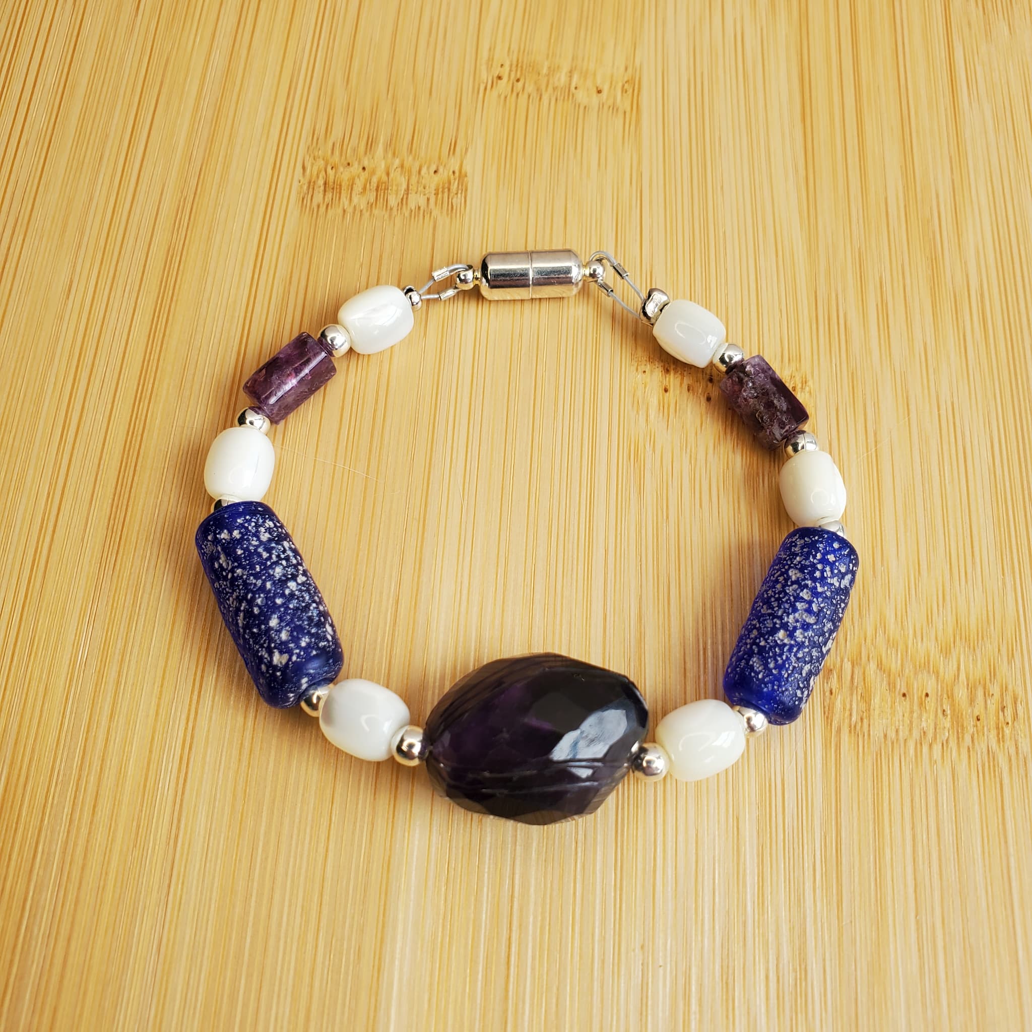Amethyst & Cobalt Blue Glass Jewelry Set (W) | Mamabug ReCreations - Artisan Jewelry