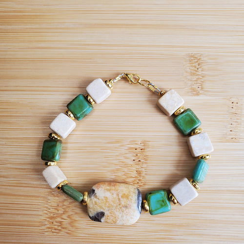 Picture Jasper & Picasso Turquoise Glass Jewelry Set (W) | Mamabug ReCreations - Artisan Jewelry