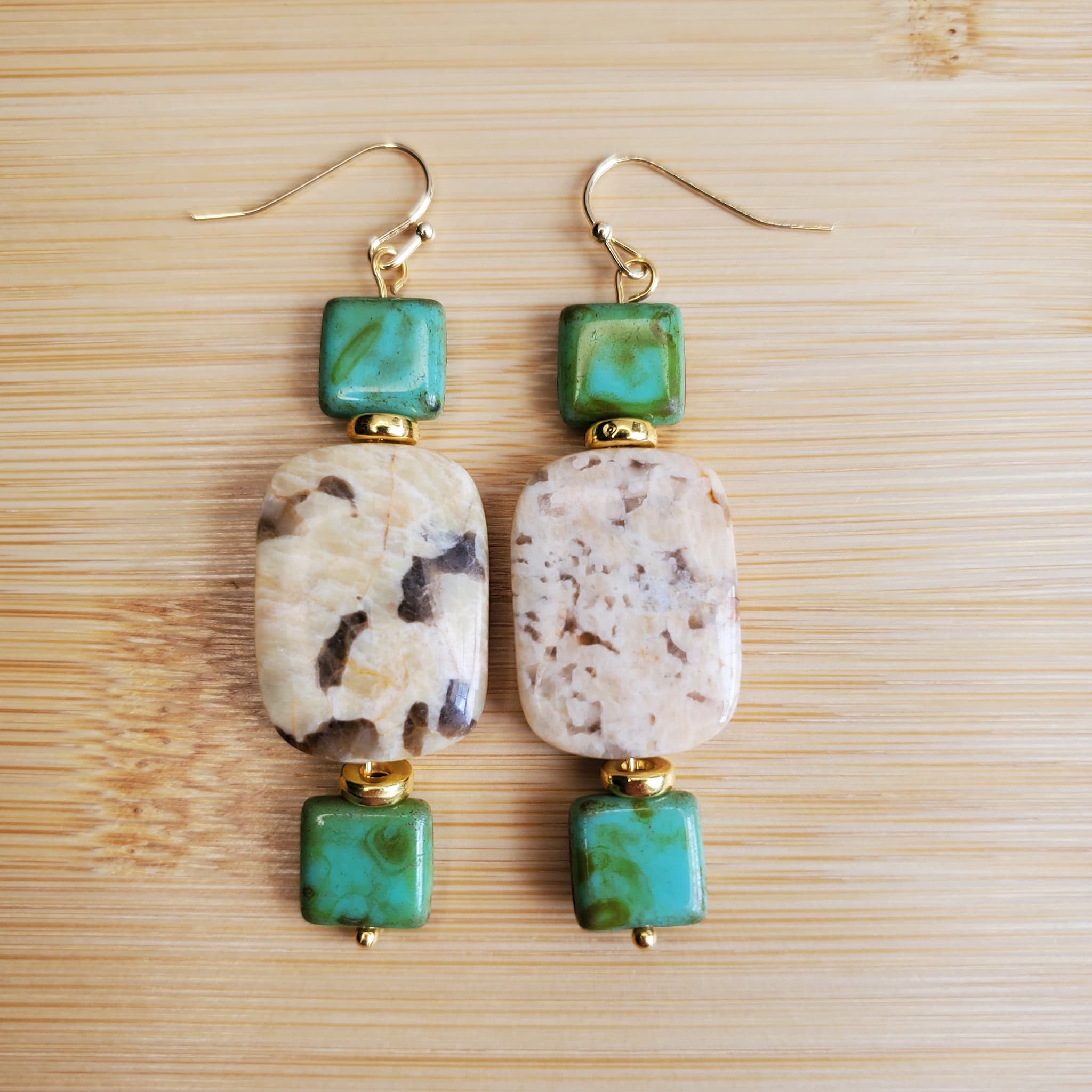 Picture Jasper & Picasso Turquoise Glass Jewelry Set (W) | Mamabug ReCreations - Artisan Jewelry
