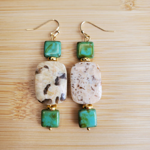 Picture Jasper & Picasso Turquoise Glass Jewelry Set (W) | Mamabug ReCreations - Artisan Jewelry