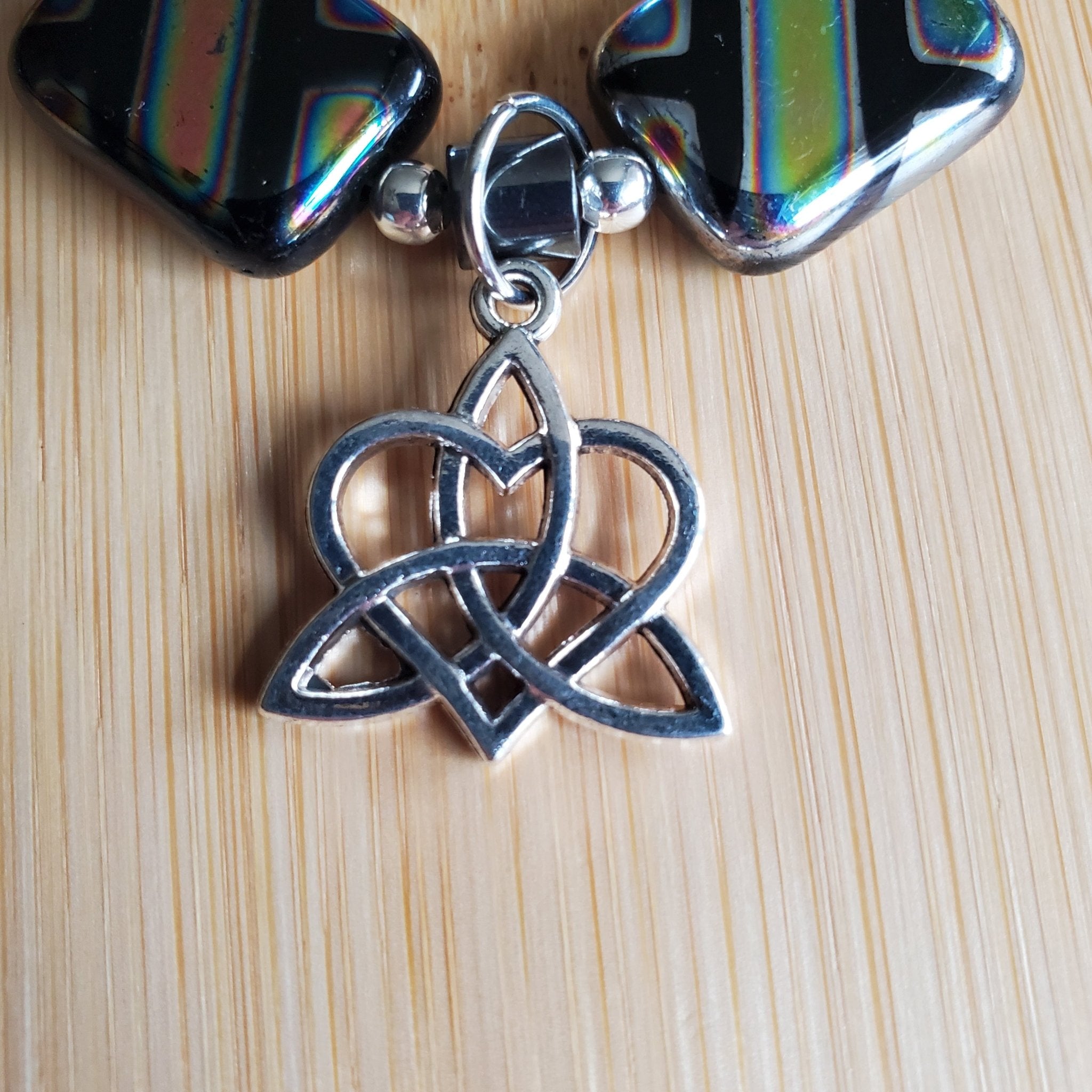 Dichroic Glass with Celtic Heart Knot Bracelet (W) | Mamabug ReCreations - Artisan Jewelry