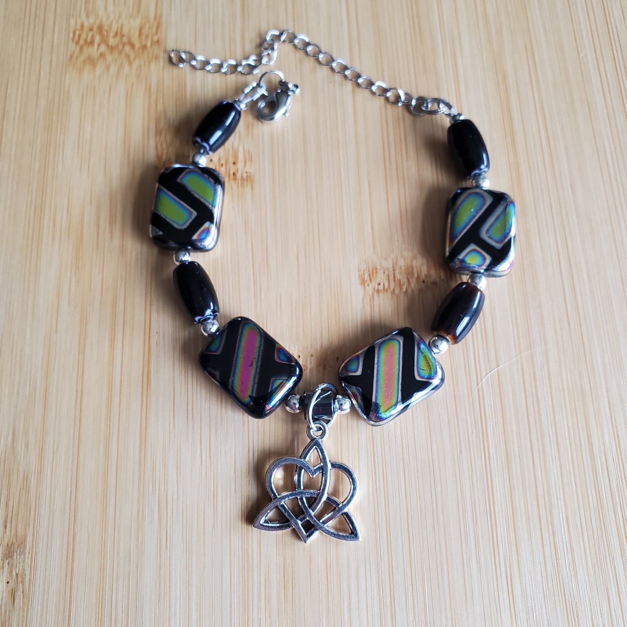 Dichroic Glass with Celtic Heart Knot Bracelet (W) | Mamabug ReCreations - Artisan Jewelry