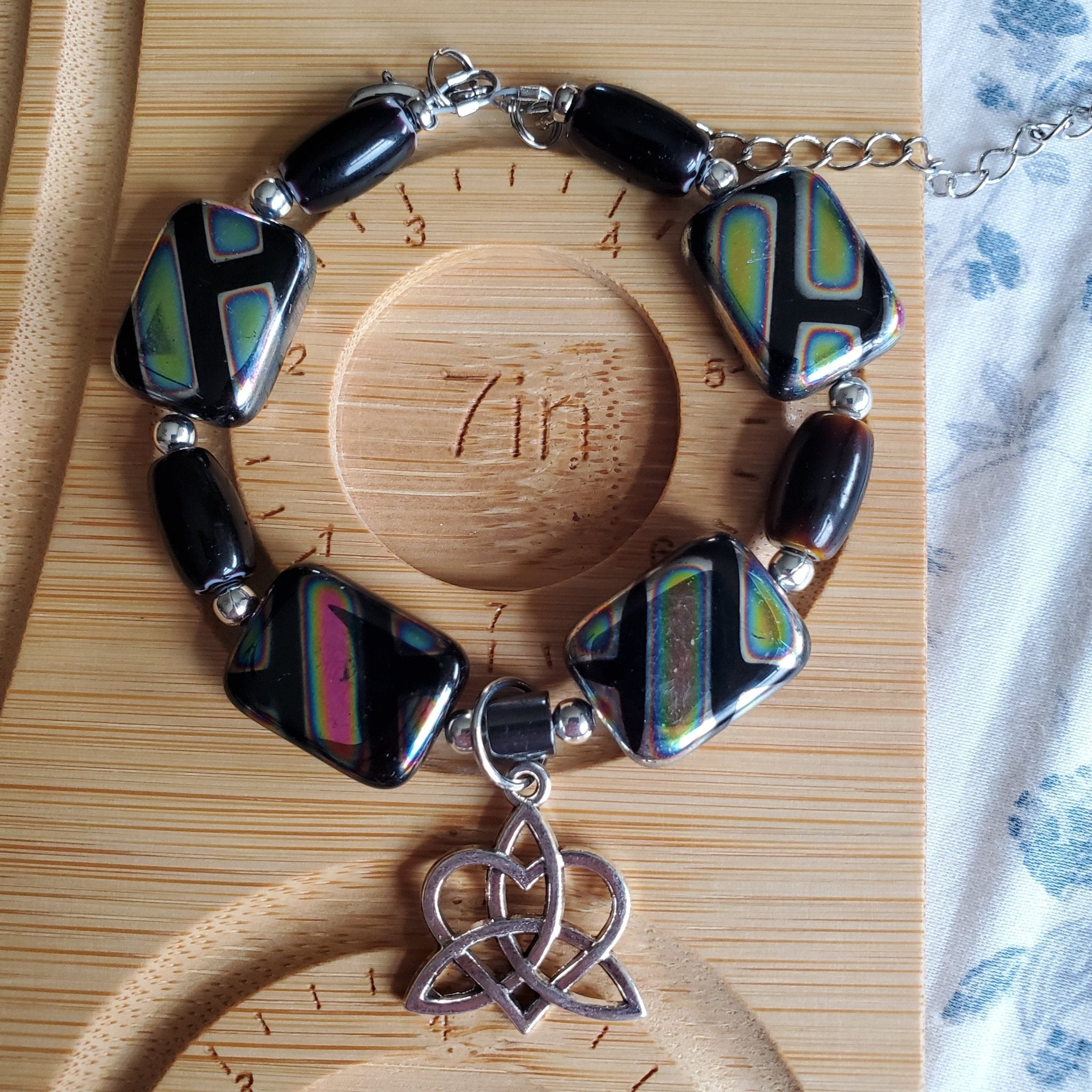Dichroic Glass with Celtic Heart Knot Bracelet (W) | Mamabug ReCreations - Artisan Jewelry