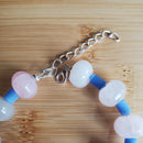 Open Heart Bracelet with Blush Pink and Baby Blue (W) | Mamabug ReCreations - Artisan Jewelry