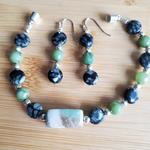 Amazonite and Serpentine Jewelry Set (W) | Mamabug ReCreations - Artisan Jewelry