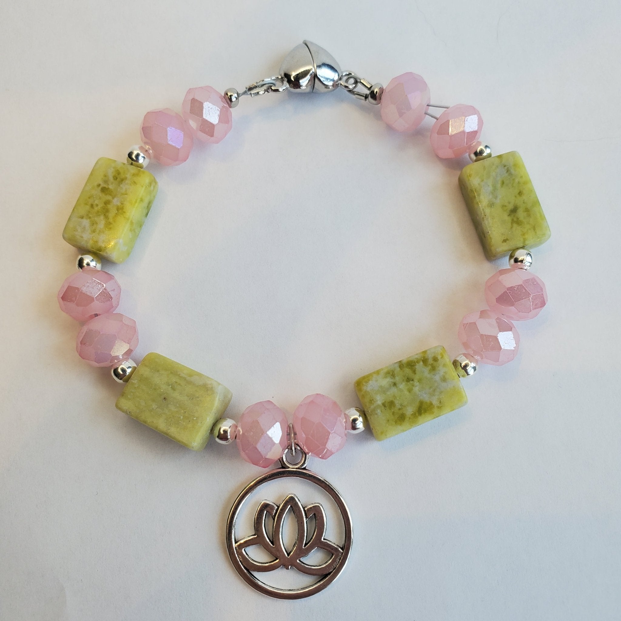 Peridot Jasper Lotus Bracelet (W) | Mamabug ReCreations - Artisan Jewelry