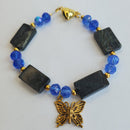 Golden Butterfly in Rich Blue and Deep Green Bracelet (W) | Mamabug ReCreations - Artisan Jewelry