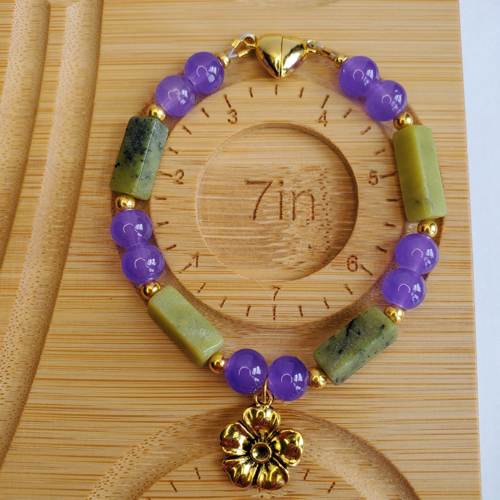 Golden Flower with Olive Jade Bracelet (W) | Mamabug ReCreations
