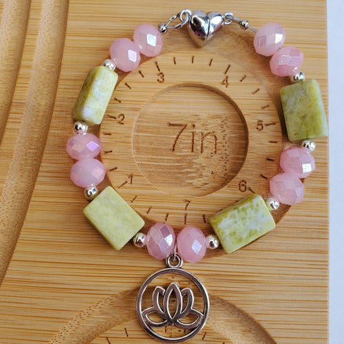 Peridot Jasper Lotus Bracelet (W) | Mamabug ReCreations - Artisan Jewelry