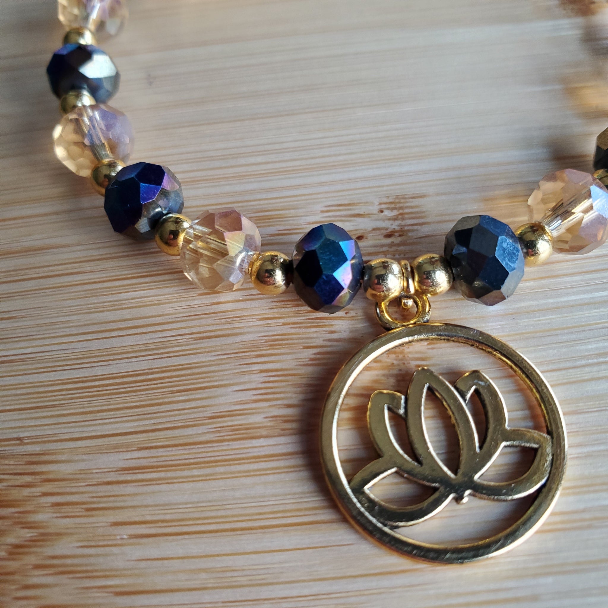 Golden Lotus with AB Brilliance Bracelet (MW) | Mamabug ReCreations - Artisan Jewelry