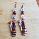 Face Hammered into Copper Earrings | Mamabug ReCreations - Artisan Jewelry