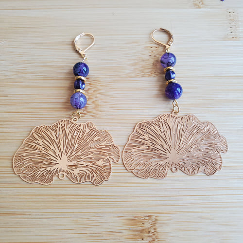 Delicate Golden Lotus Earrings | Mamabug ReCreations - Artisan Jewelry