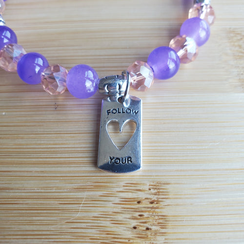 Follow Your Heart Bracelet in Purple and Pink (MW) | Mamabug ReCreations - Artisan Jewelry