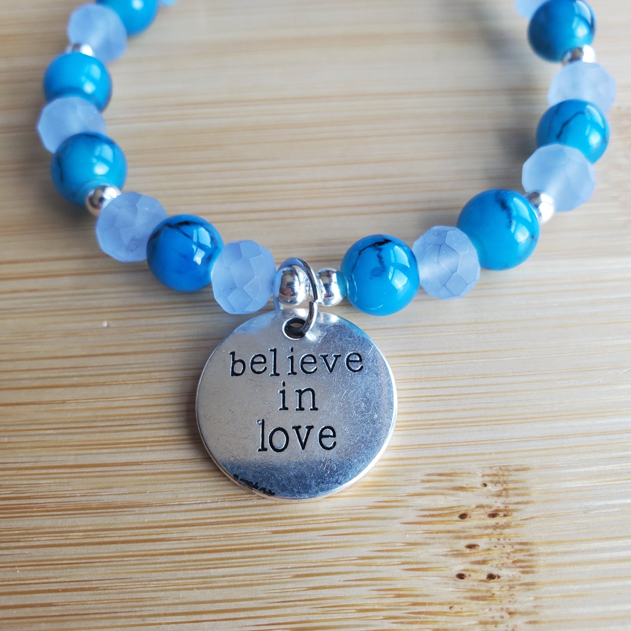 Believe in Love in Blue Bracelet (MW) | Mamabug ReCreations - Artisan Jewelry