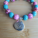 Just Breathe Bracelet in Blue and Pink (MW) | Mamabug ReCreations - Artisan Jewelry