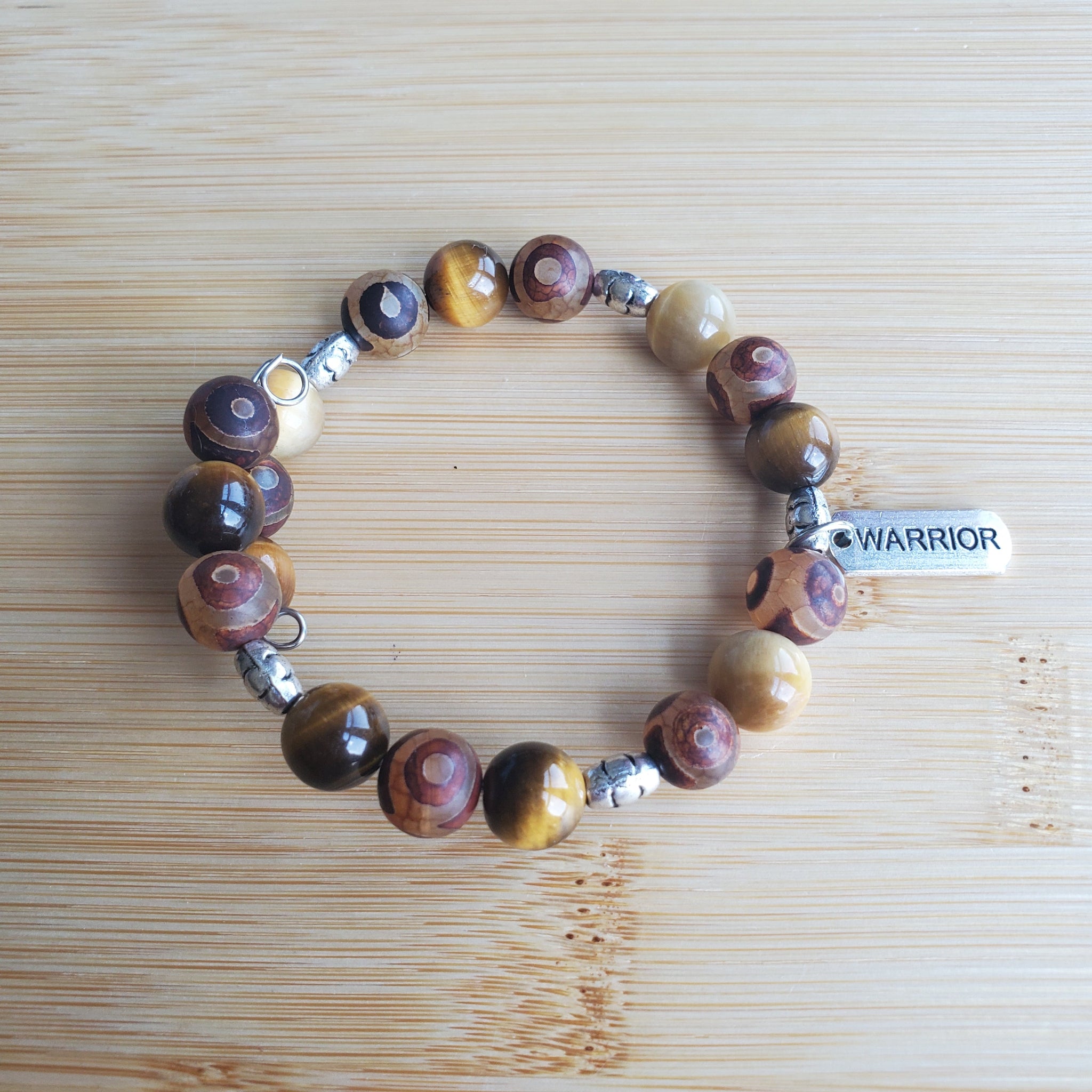 Warrior Bracelet - Tigers Eye and Dzi Agate (MW) | Mamabug ReCreations - Artisan Jewelry
