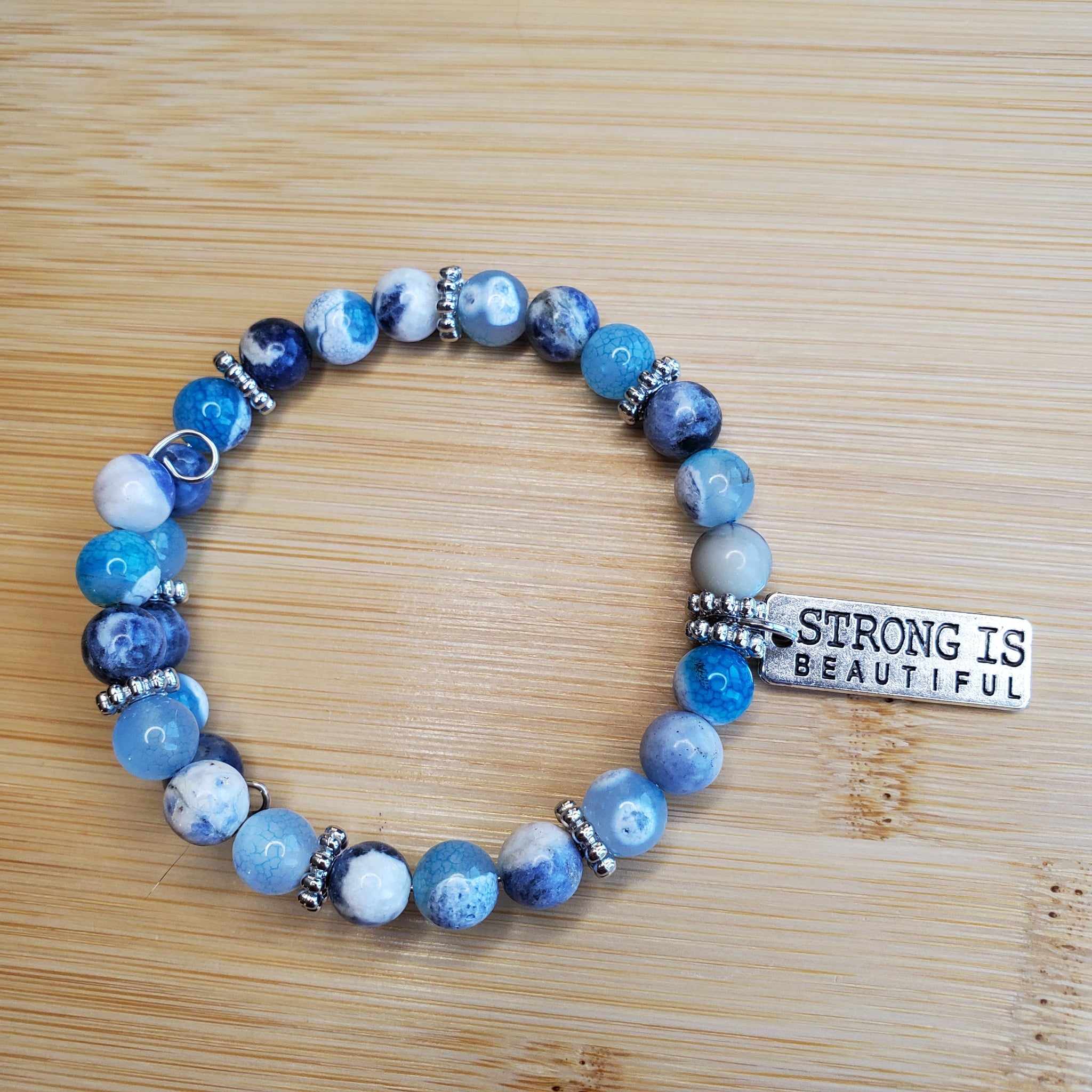 Strong is Beautiful in Blues Bracelet (MW) | Mamabug ReCreations - Artisan Jewelry