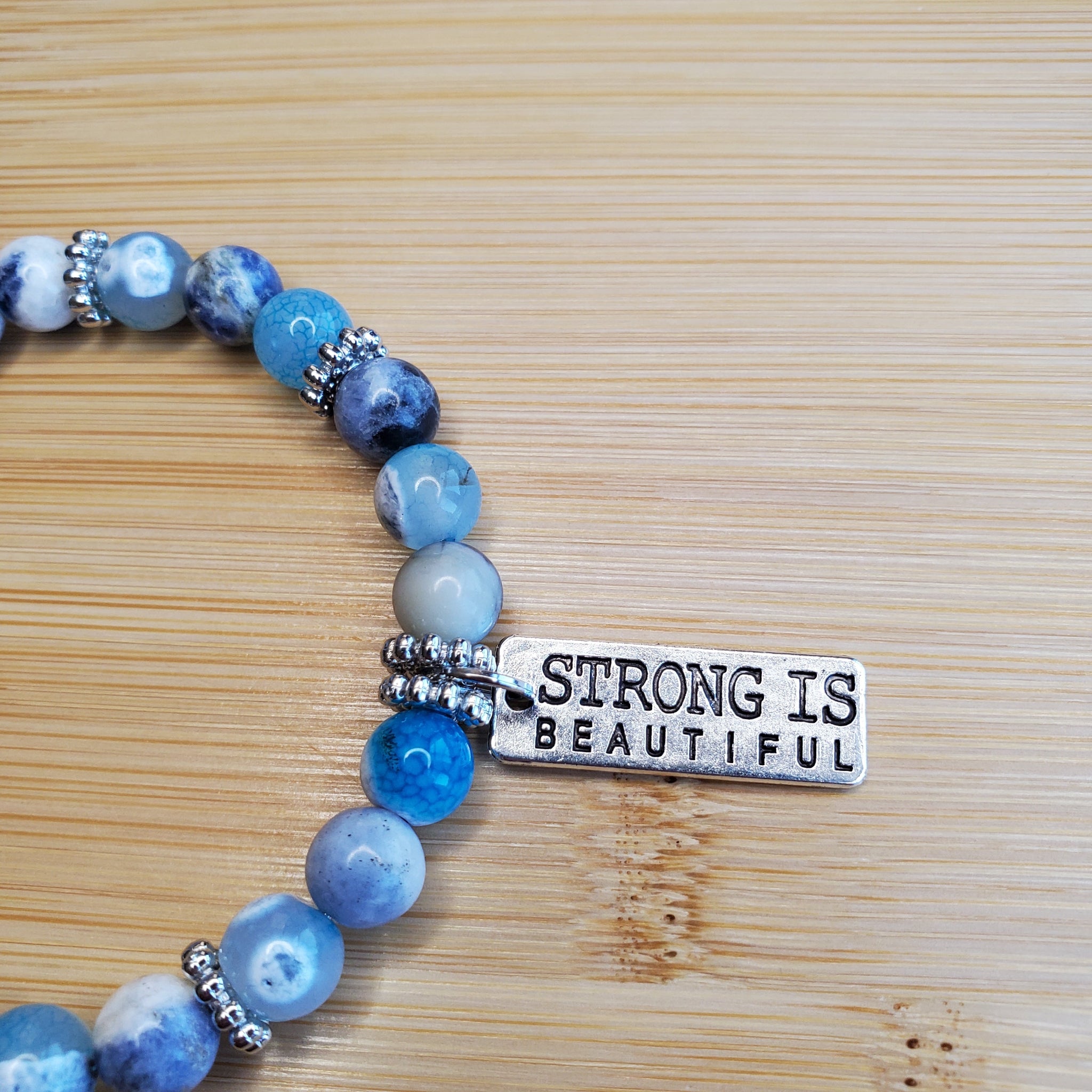 Strong is Beautiful in Blues Bracelet (MW) | Mamabug ReCreations - Artisan Jewelry
