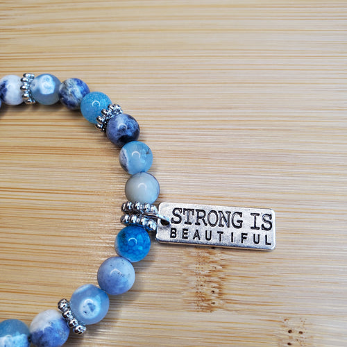 Strong is Beautiful in Blues Bracelet (MW) | Mamabug ReCreations - Artisan Jewelry
