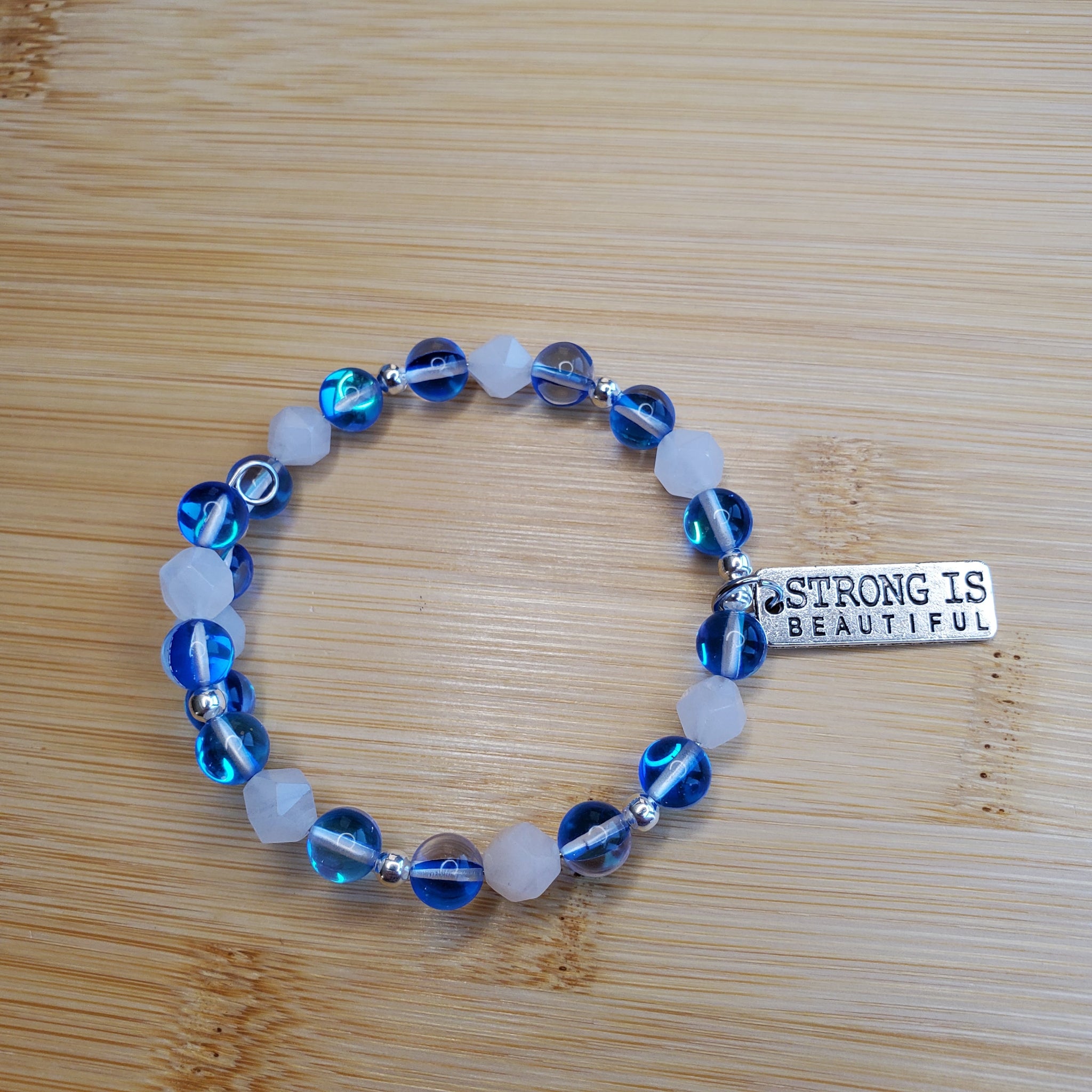 Strong is Beautiful in Mystic Blue Aura Bracelet (MW) | Mamabug ReCreations - Artisan Jewelry