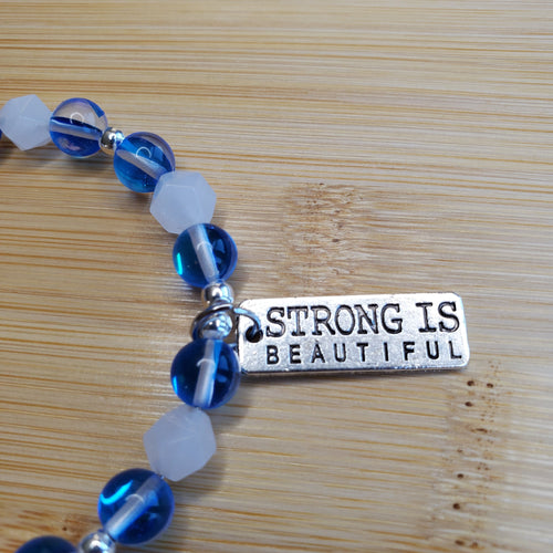 Strong is Beautiful in Mystic Blue Aura Bracelet (MW) | Mamabug ReCreations - Artisan Jewelry