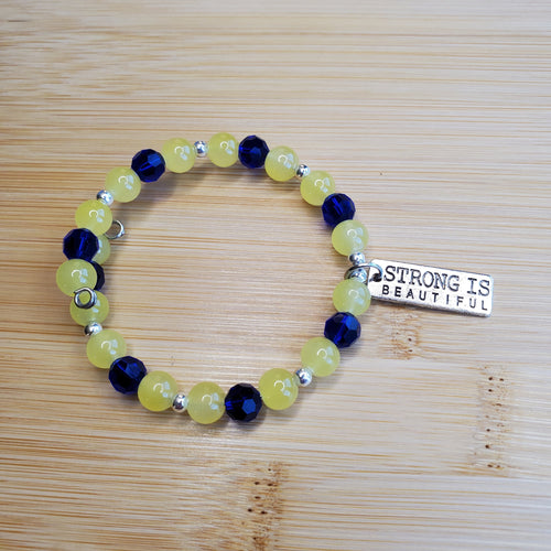 Strong is Beautiful in Blue & Yellow Bracelet (MW) | Mamabug ReCreations - Artisan Jewelry