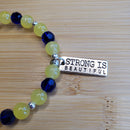 Strong is Beautiful in Blue & Yellow Bracelet (MW) | Mamabug ReCreations - Artisan Jewelry