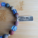 Strong is Beautiful in Blue & Jasper Bracelet (MW) | Mamabug ReCreations - Artisan Jewelry