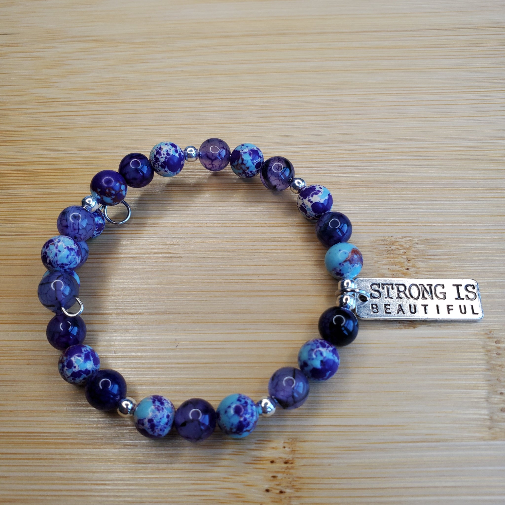 Strong is Beautiful in Purple Splatters Bracelet (MW) | Mamabug ReCreations - Artisan Jewelry