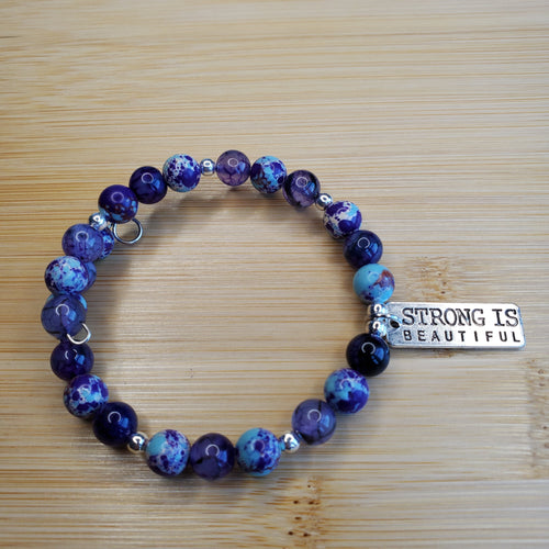 Strong is Beautiful in Purple Splatters Bracelet (MW) | Mamabug ReCreations - Artisan Jewelry