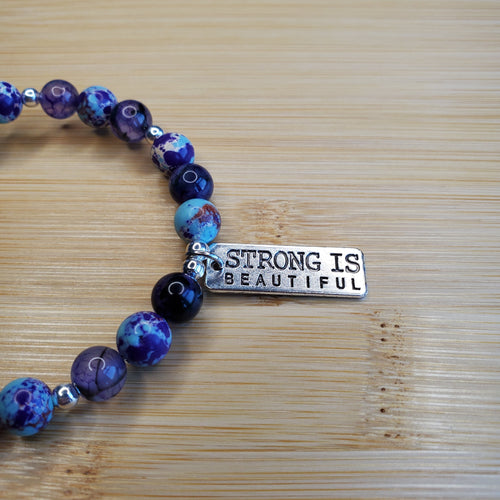 Strong is Beautiful in Purple Splatters Bracelet (MW) | Mamabug ReCreations - Artisan Jewelry