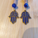 Blue Hamsa — Hand of Fatima with Gold Earrings | Mamabug ReCreations - Artisan Jewelry