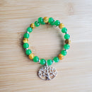 Silver Tree of Life Bracelet with Green and Yellow Glass Beads (MW) | Mamabug ReCreations - Artisan Jewelry