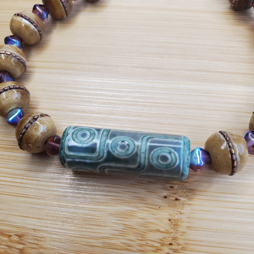 Sage Green Dzi Agate Bracelet (W) | Mamabug ReCreations - Artisan Jewelry