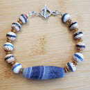 Purple Matte Botswana Stone with Tibetan Agate Beads Bracelet (W) | Mamabug ReCreations - Artisan Jewelry