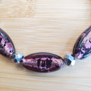 Amethyst Glass with Platinum and Obsidian Beads Bracelet (W) | Mamabug ReCreations - Artisan Jewelry
