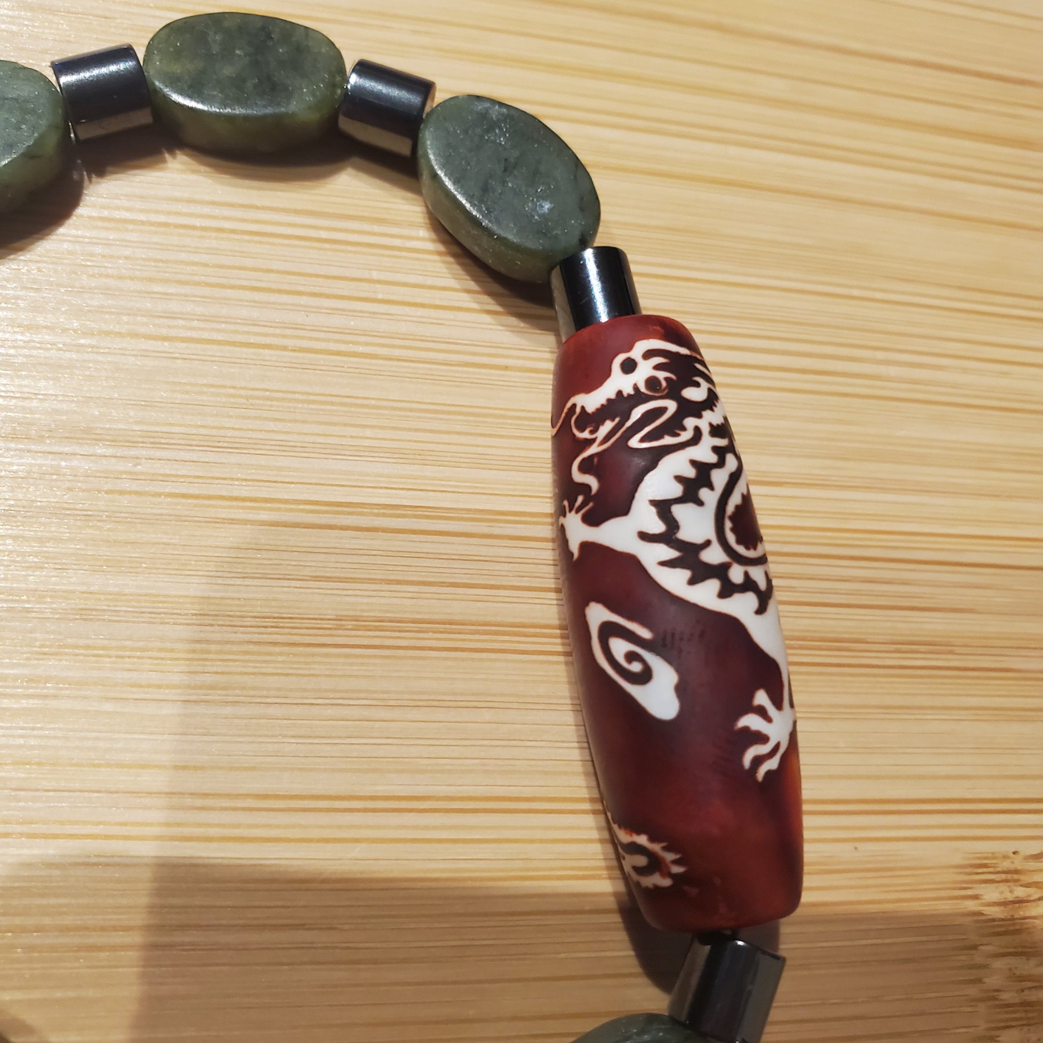 Crimson and White Dragon Tibetan Bracelet (W) | Mamabug ReCreations - Artisan Jewelry