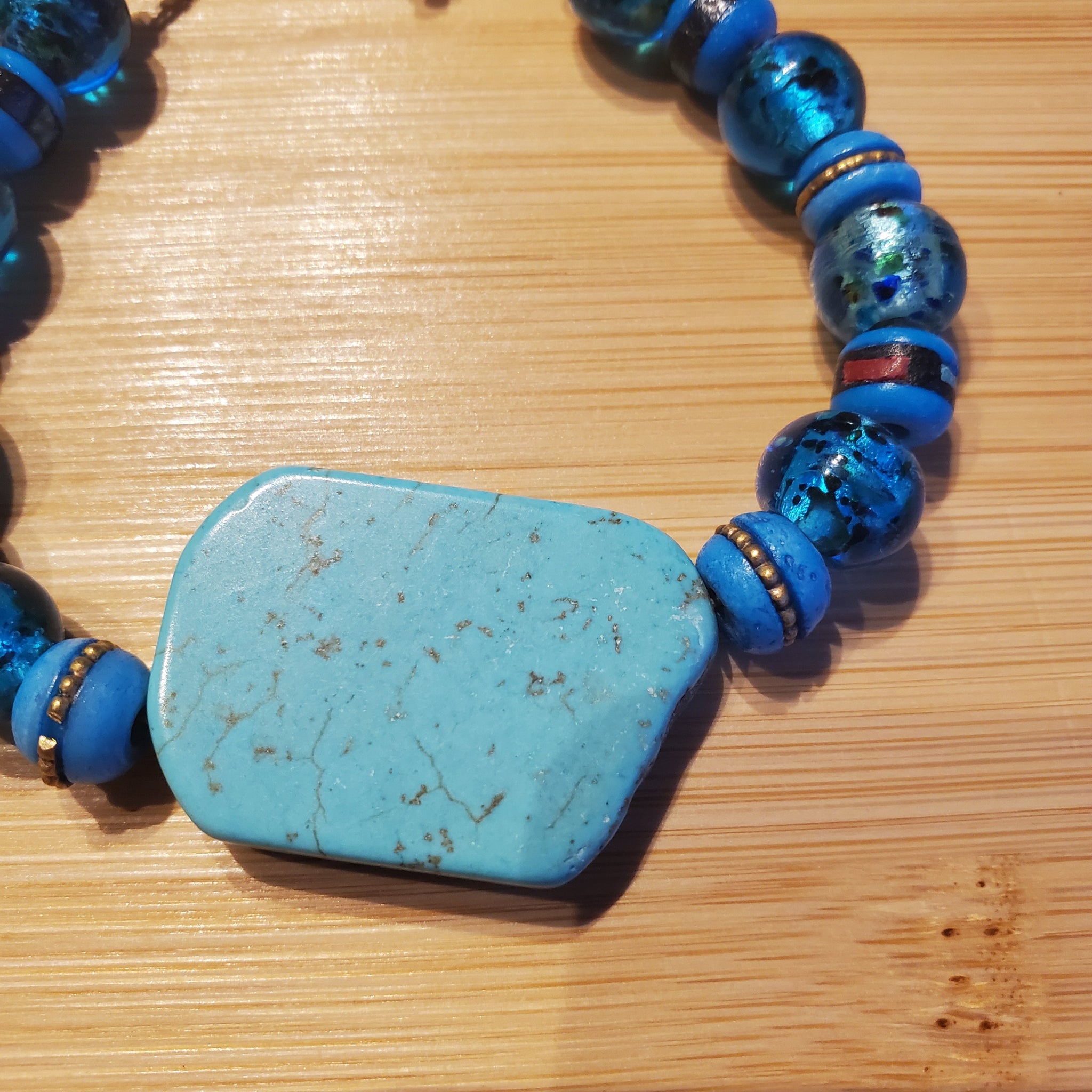 Turquoise with Blue Mala Beads Bracelet (W) | Mamabug ReCreations - Artisan Jewelry