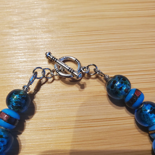 Turquoise with Blue Mala Beads Bracelet (W) | Mamabug ReCreations - Artisan Jewelry