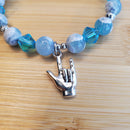 I Love You Bracelet - Sky Blue Jasper & Crystal Bicone (MW) | Mamabug ReCreations