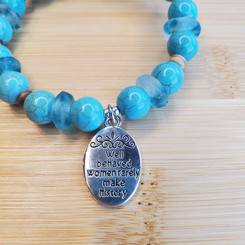 Well Behaved Women Bracelet - Turquoise Howlite & Marine Glass (MW) | Mamabug ReCreations