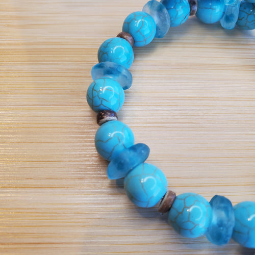 Well Behaved Women Bracelet - Turquoise Howlite & Marine Glass (MW) | Mamabug ReCreations