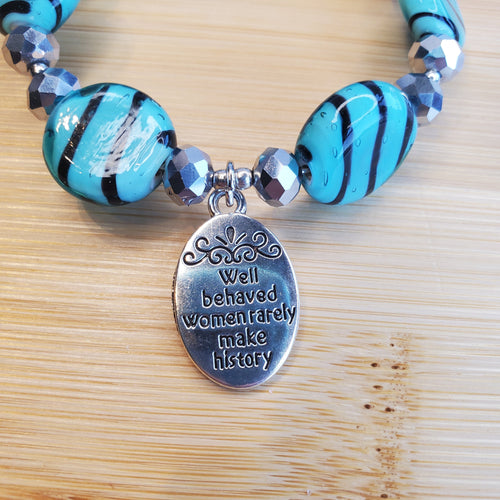Well Behaved Women Bracelet - in Blue Tiger Stripes (MW) | Mamabug ReCreations