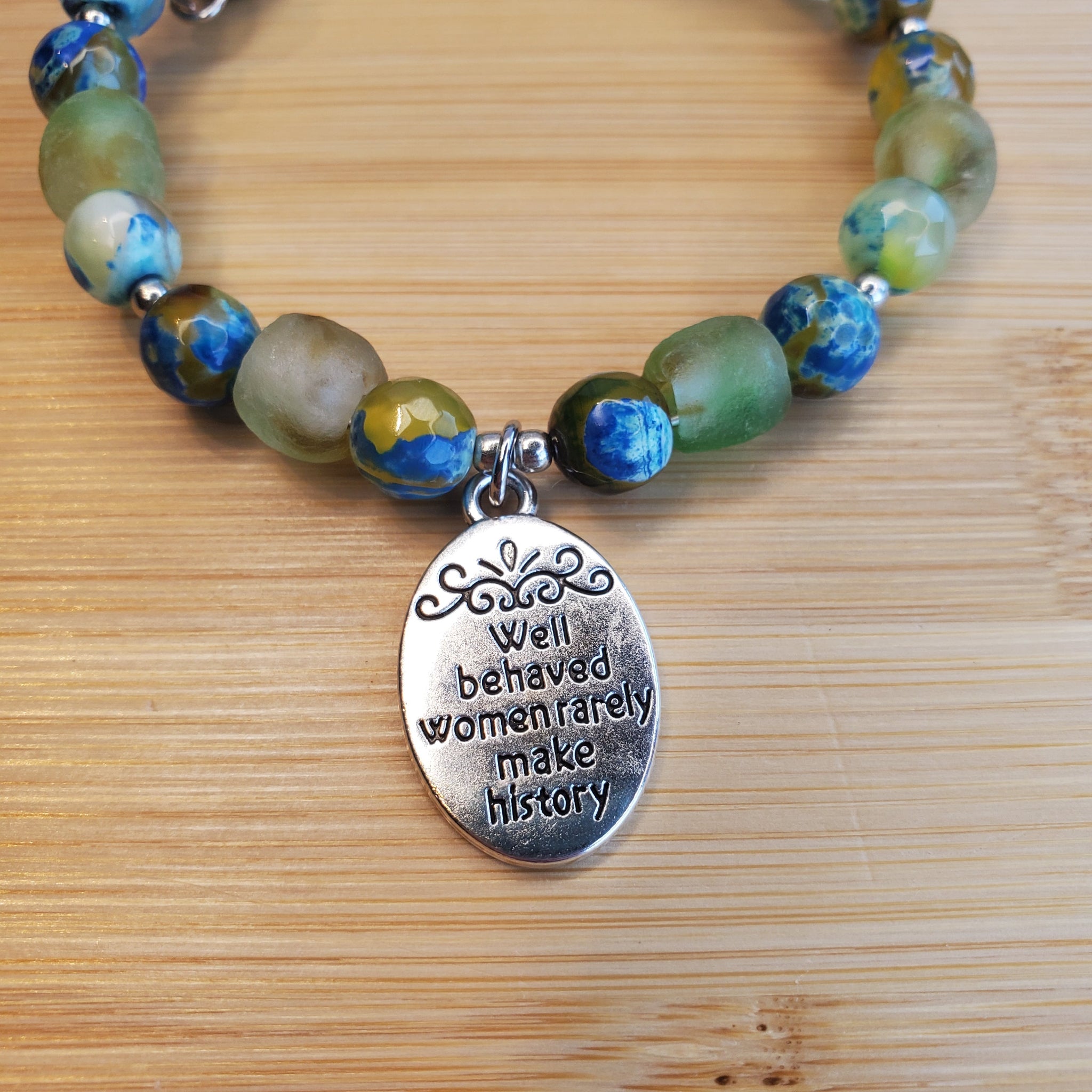 Well Behaved Women Bracelet - Earth Swirl Recycled Glass (MW) | Mamabug ReCreations