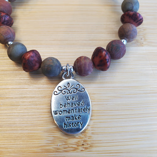 Well Behaved Women Bracelet - Picasso Jasper & Red Brick Recycled Seed (MW) | Mamabug ReCreations