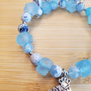 Cat Person Bracelet - Sky Blue Jasper & Recycled Sea Glass (MW) | Mamabug ReCreations