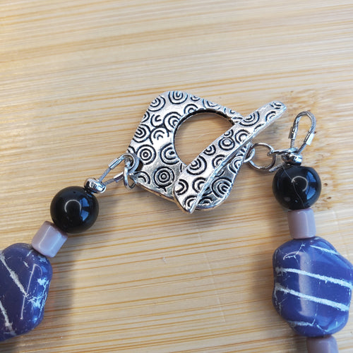Purple Freeform Bracelet - Cat's Eye & Obsidian (W) | Mamabug ReCreations