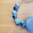 Angelite Focal Bracelet - Sky Blue Jasper & Czech Fire Polished Glass (W) | Mamabug ReCreations