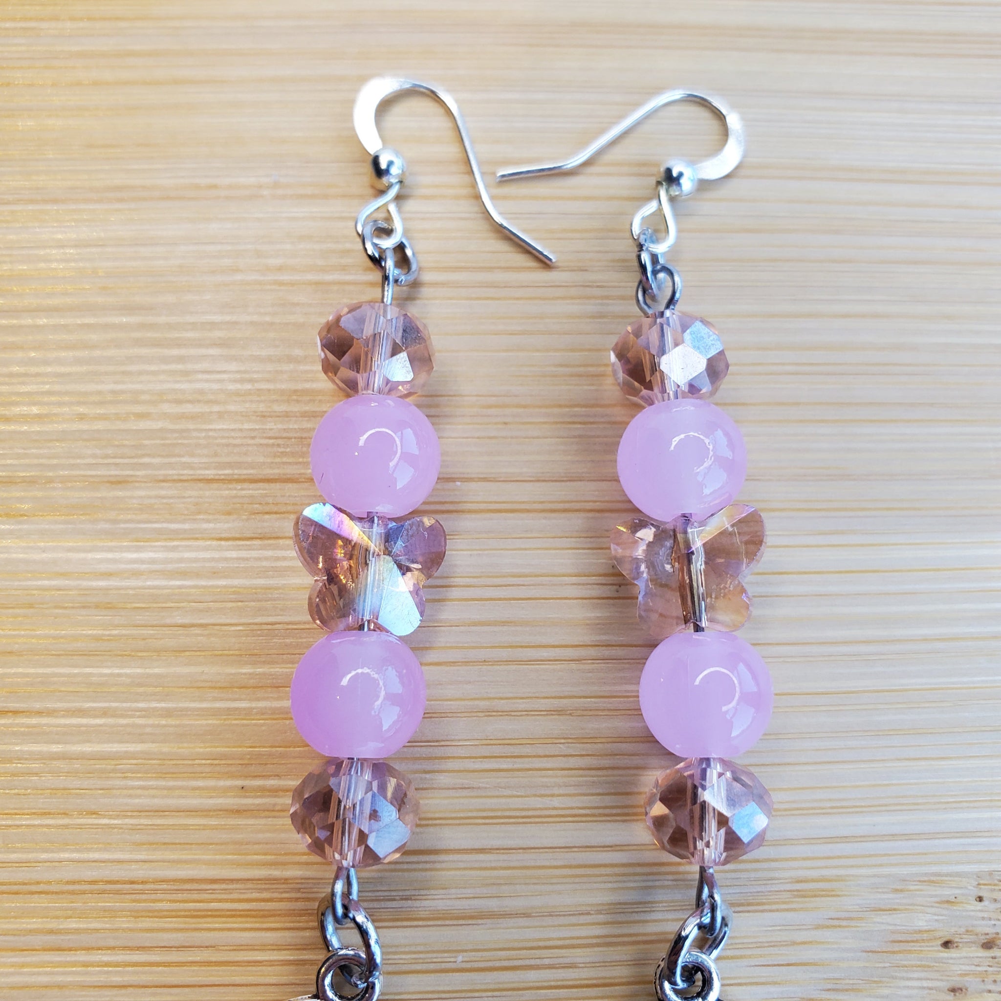 Pinkie Promise Earrings - Pink Crystal & Butterfly | Mamabug ReCreations