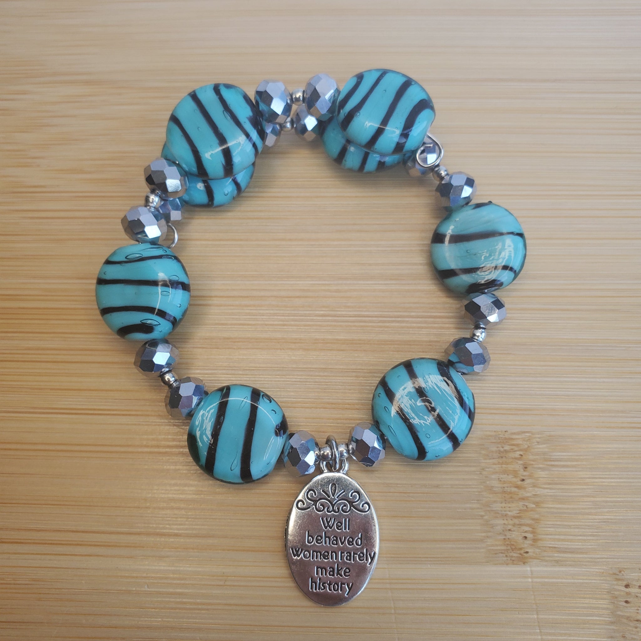 Well Behaved Women Bracelet - in Blue Tiger Stripes (MW) | Mamabug ReCreations